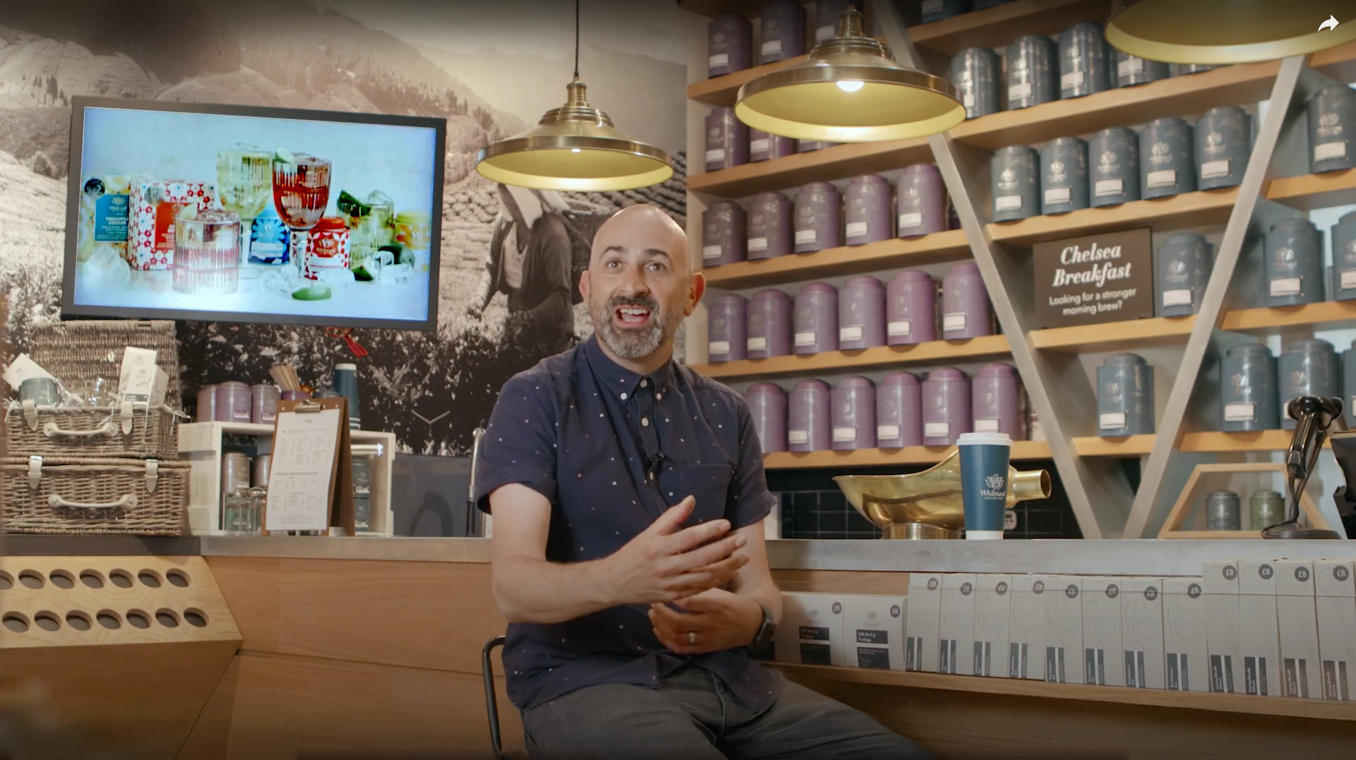 Interview-based video production for Whittard, filmed in-store with branded backdrop and customer storytelling