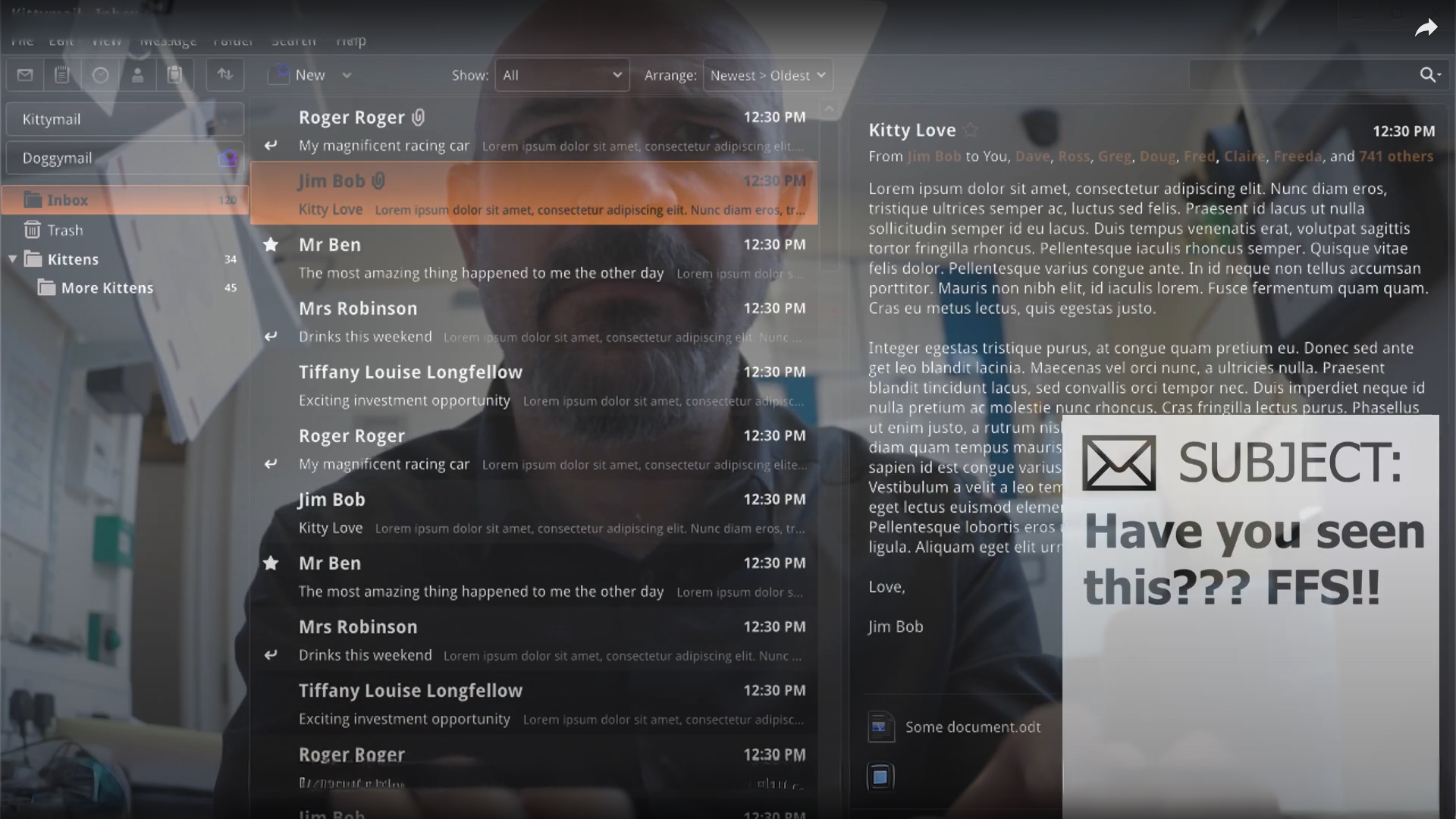 Preview still from TGI Fridays behaviour and attitude training video showing an email inbox with urgent subject line