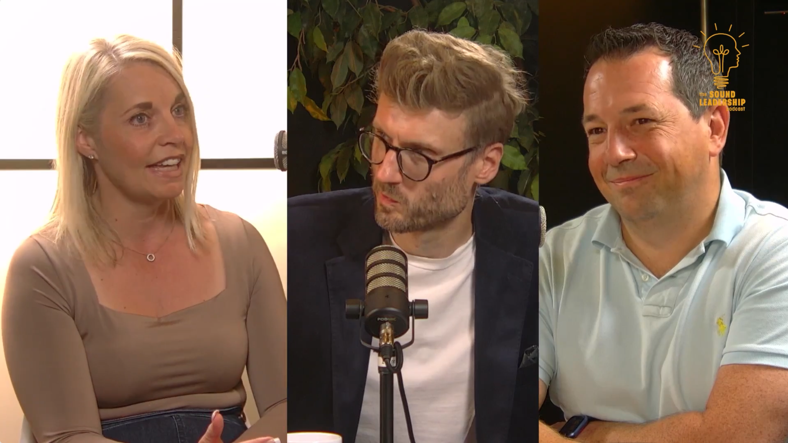 Dan and Darren with guest Lucy Greenwood recording the Sound Leadership podcast in the WIDEO.co.uk studio