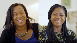 Louise Chandler and her sister Jocelyn in conversation for ted Learning’s Black History Month podcast-style video series produced by WIDEO.co.uk