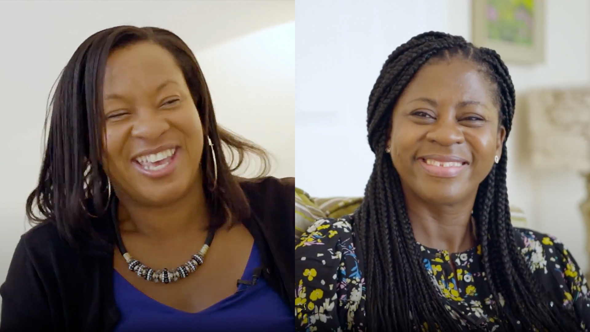 Louise Chandler and her sister Jocelyn in conversation for ted Learning’s Black History Month podcast-style video series produced by WIDEO.co.uk